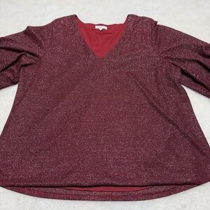 Maurices Womens Blouse Top V-Neck Shimmer Long Sleeve Plus Size 1